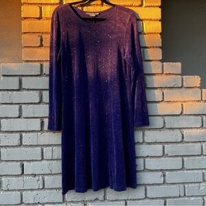 Miss Ashlee Glitter Knee Length Dress in Blue - Size XL